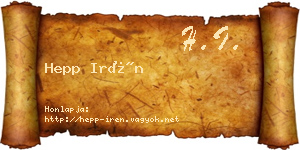 Hepp Irén névjegykártya